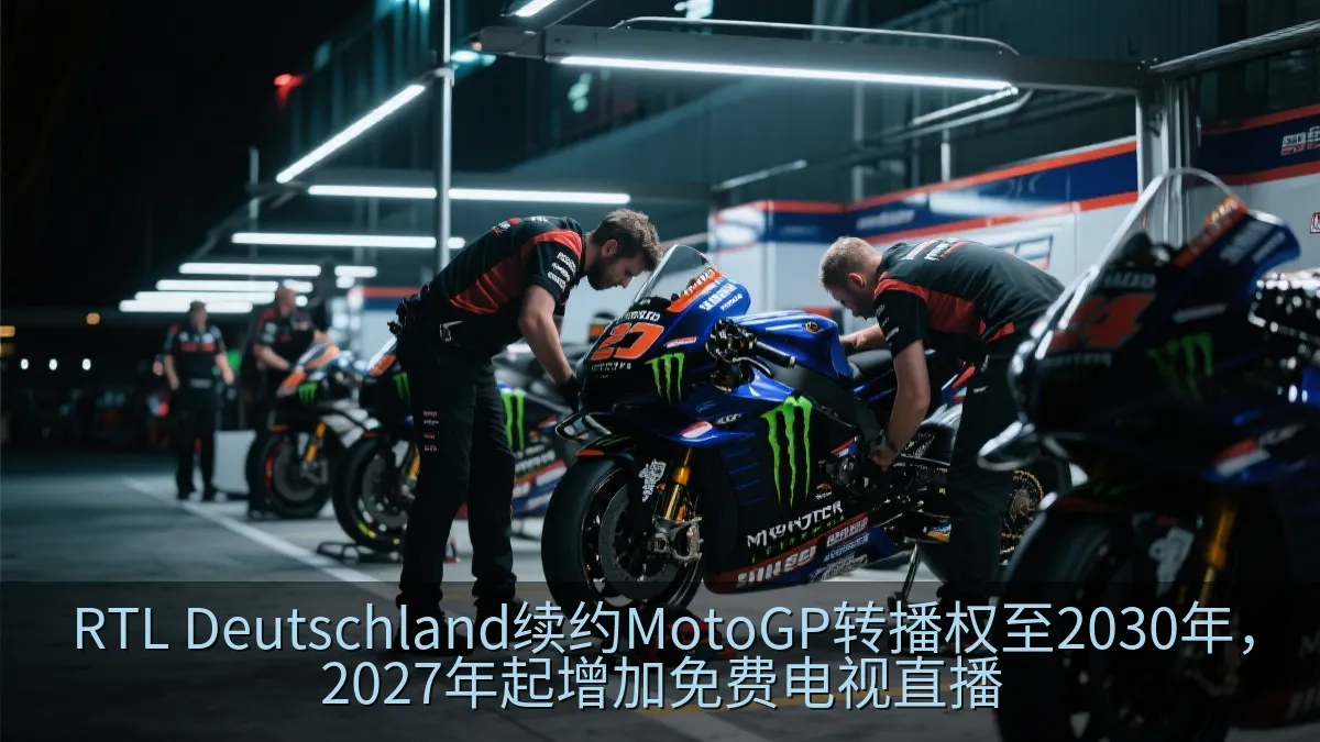 维修区内的专业赛车团队准备摩托车赛事